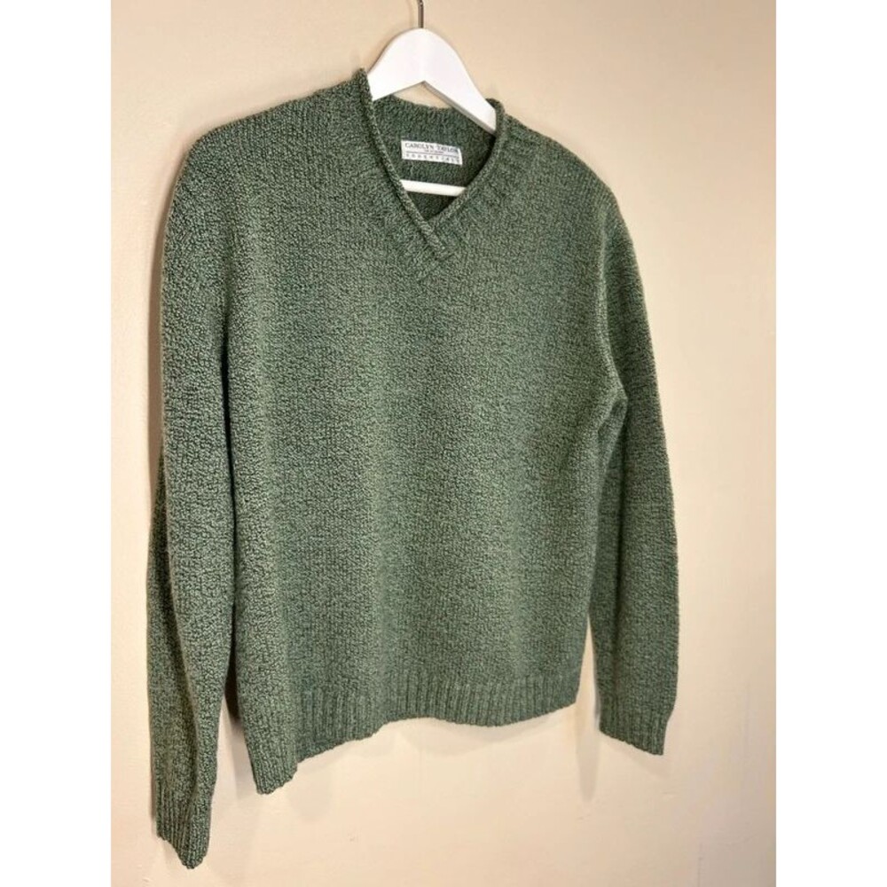 Carolyn Taylor Essentials Women's LG Roll Neck Green Knit Sweater Fall